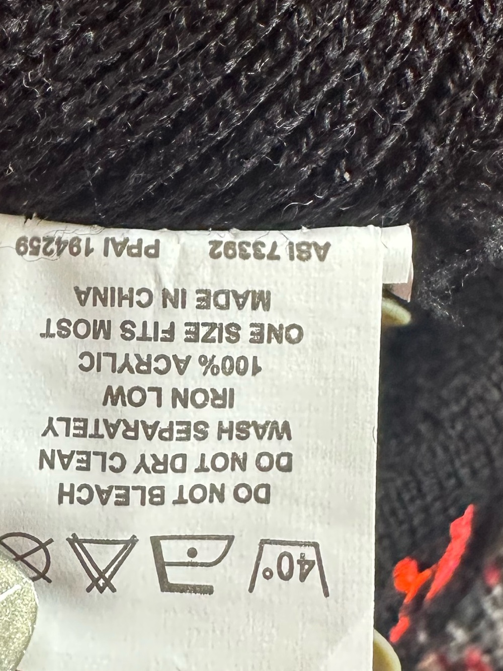 Black Knit Beanie with Orange Embroidered Logo - Picture 3 of 3